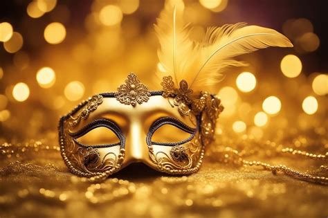 Premium Photo Gold Carnival Mask On Black Background