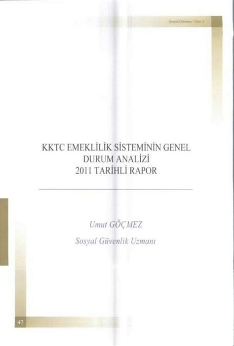 PDF KKTC EMEKLİLİK SİSTEMİNİN GENEL DURUM ANALİZİ 2011 TARİHLİ RAPORU