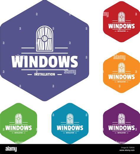 Window Installiation Icons Vector Hexahedron Stock Vector Image Art