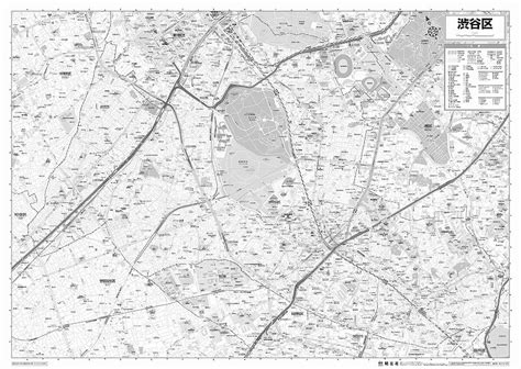 マップルの市町村別行政区分地図 東京都 渋谷区 （モノクロ）を印刷販売マップル地図プリント