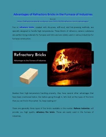 PPT Advantages Of Refractory Bricks In The Furnace Of Industries