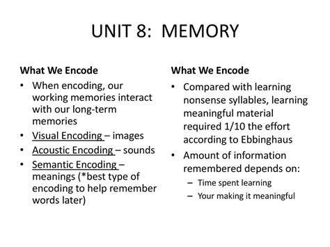 Unit 8 Memory Phenomenon Of Memory Phenomenon Of Memory Ppt Download