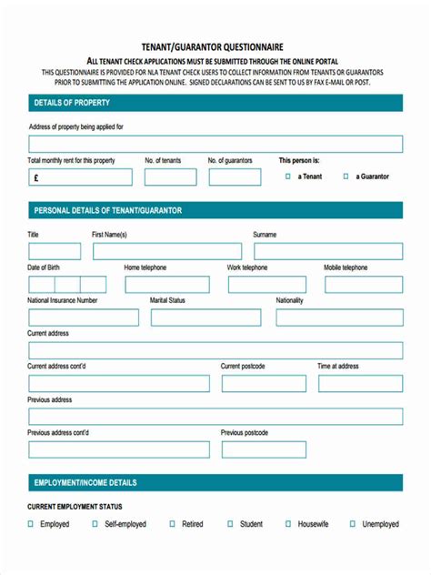Free 9 Tenant Questionnaire Forms In Pdf Ms Word