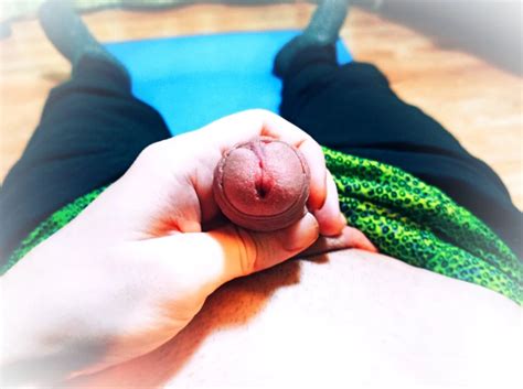 Guy In Green Swimming Trunks Jerks Off His Dick With A Rubber Toy And Gets Pleasure Gay Porn