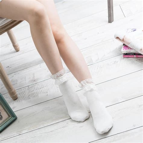 Summer Ruffle Frilly Comfortable Cotton White Princess Crystal Lace Crew Socks Buy Crew Sock