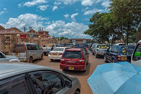 Kampala Uganda April A Traffic Jam In Front Of The Oasis