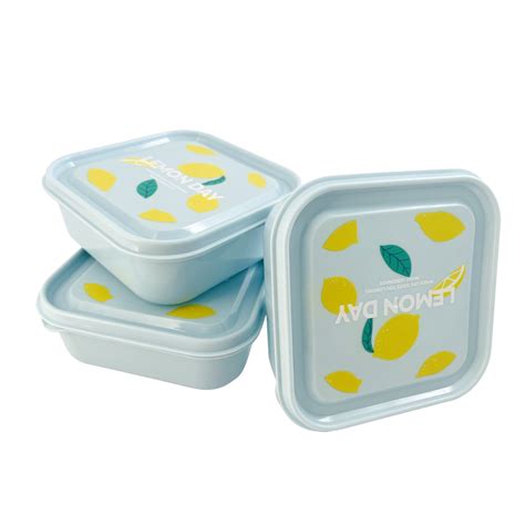 Lemon Day Food Storage Container (3 pcs)(Blue) – MINISO Bahrain