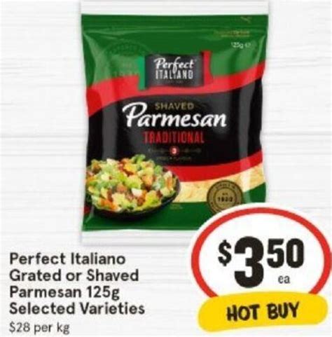 Perfect Italiano Grated Or Shaved Parmesan 125g Selected Varieties Offer At Iga