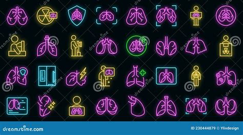 Fluorography Icons Set Vector Neon Stock Vector Illustration Of