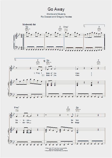 Go Away Piano Sheet Music | OnlinePianist