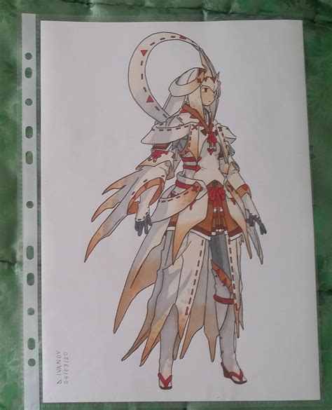 I drawed the Amatsu Armor (pray, he comes to Iceborne), Love him since ...