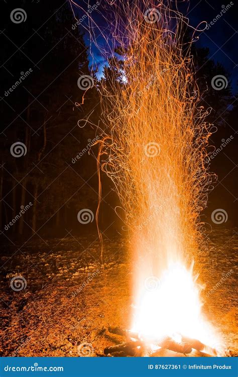 Bonfire Sparks At Long Exposure Stock Image Image Of Hike Flare