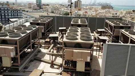 Air Cooled Chiller At Building Rooftop Youtube