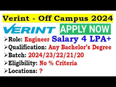 Verint Is Hiring Batch No Criteria Required