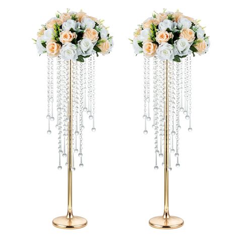 Nuptio Gold Vase Wedding Centerpieces Pcs In Tall Crystal Flower