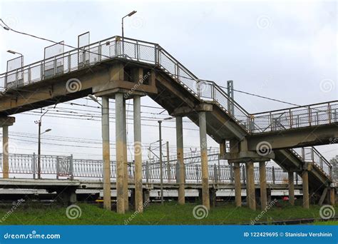 The pedestrian overpass stock image. Image of railway - 122429695