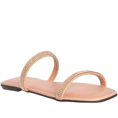 Rasteira Penélope Tiras Strass Nude