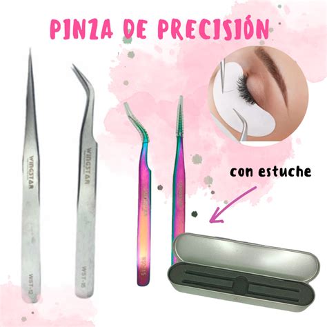 Set 2 Pinzas Para Extensión De Pestañas Mink 1x1 Estuche Universo En