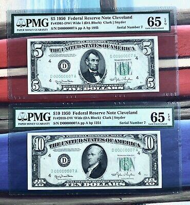 D 00000007 A MATCHING LOW SERIAL NUMBER 5 10 Set Fancy Serial PMG 65