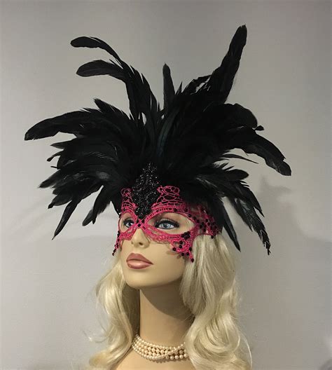 Pink Mask Masquerade Mask Black and Pink Mask Masked Ball | Etsy