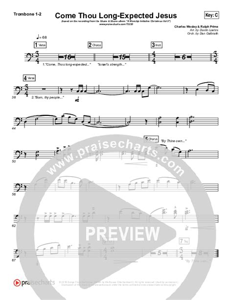 Come Thou Long Expected Jesus Trombone Sheet Music Pdf Shane And Shane