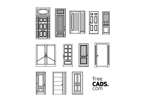 Free Doors Bundle CAD Blocks – DWG, DXF, PDF Format - FreeCADS