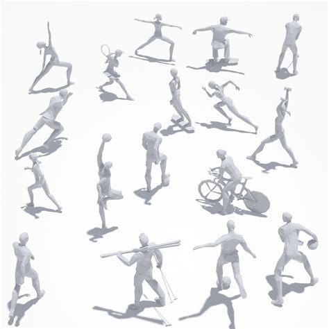 Low Poly Sport Pose Pack D Model Max Fbx Obj Free D