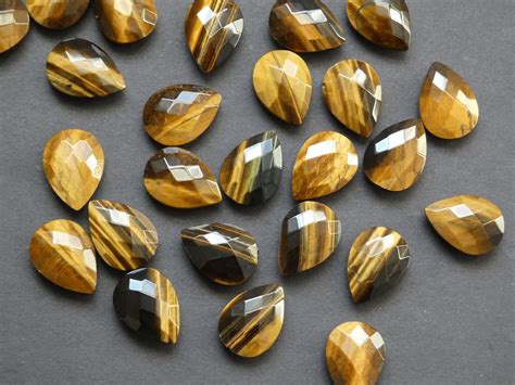 Mm Natural Tigereye Faceted Cab Dyed Teardrop Polished Gemstone