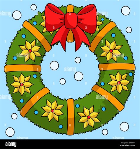 Christmas Wreath Colored Cartoon Illustration Stock Vector Image & Art ...