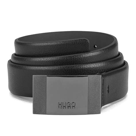 Boss Hugo Boss Mens C Baxtero Solid Buckle Leather Belt Black Free Uk Delivery Over £50