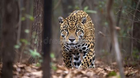 A Jaguar Stalking Its Prey The Hunter Honing In On Its Target Created