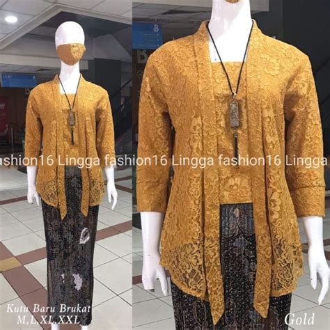 Jual Set Kebaya Kutubaru Brukat Premium Rok Plisket Kebaya Wisuda