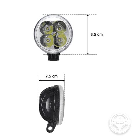 Par Faros 4 Leds Auxiliares Redondos Luz Fija Blanca 12w 136 85 En