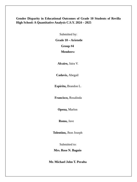 Gender Disparity in Grade 10 Education | PDF