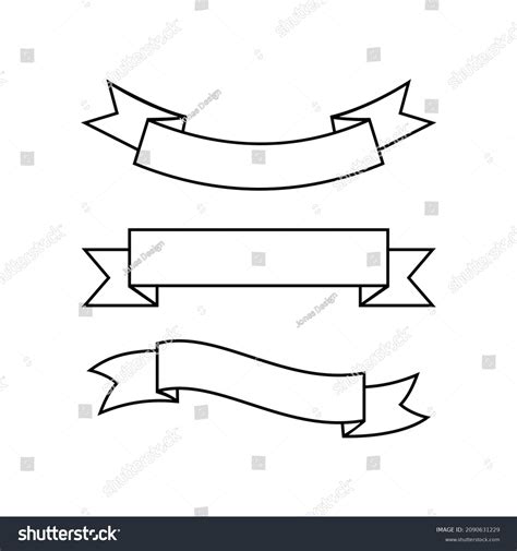 Vector Set Banner Ribbon Outline Style Stock Vector Royalty Free