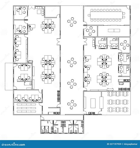 Plan De Bureau Dessin Complet Avec Mobilier De Bureau En Dessin En Cad