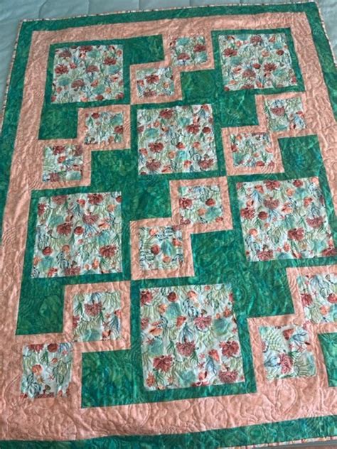 Coral And Seashell Themed Lap Throw Quilt Lap Quilt Throw Quilt