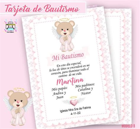 Tarjeta Estampita Baut Smo Osita Ni A Imprimir Personalizadas M