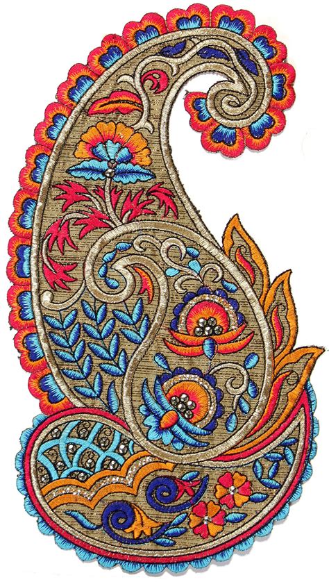 Large Embroidered Paisley Patch With Sequins Paisley Embroidery