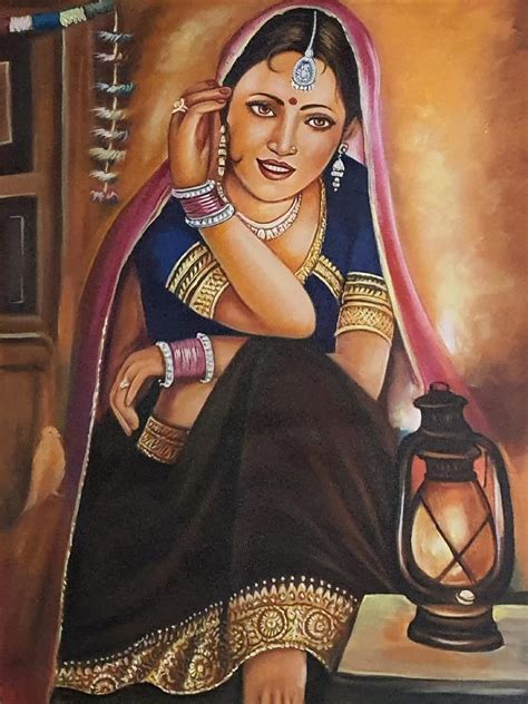 Indian Lady Traditional Paintings, Indian Folk Art Painting, Ethinic ...