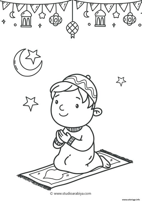 Coloriage Un Enfant Fait La Priere Ramadan Dessin Ramadan à imprimer