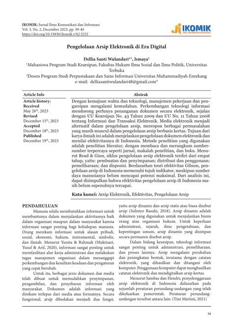 Pdf Pengelolaan Arsip Elektronik Di Era Digital