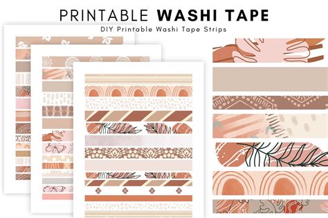 Boho Abstract Printable Washi Tape Graphic By Thedigitaldoodle