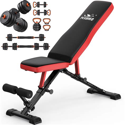 Bundle: Set Of Adjustable Dumbbells (50 lbs., 70 lbs., or 90 lbs.) & Weight Bench Fb299 | Men's ...