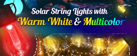 Solar String Lights Outdoor Warm And Colored Ft Solar Powered