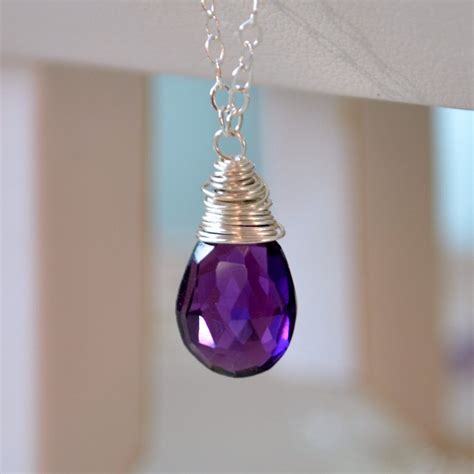 Real Amethyst Necklace Sterling Silver Layering Set Gemstone Etsy