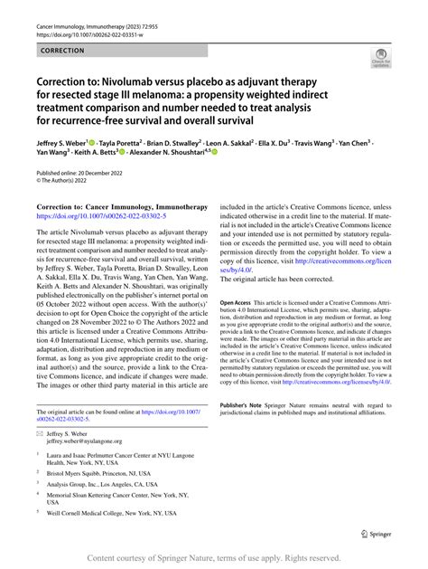 Pdf Correction To Nivolumab Versus Placebo As Adjuvant Therapy For