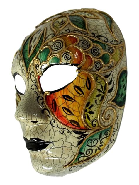 Angelica Full Face Lady Venetian Mask Masquerade Orange Green White ...