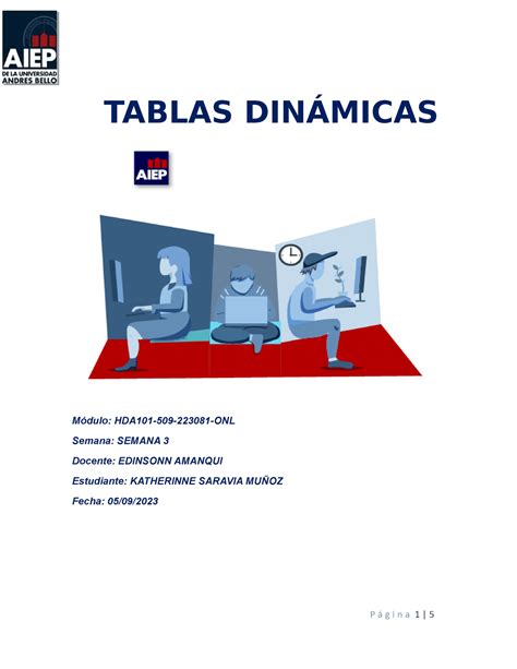 Trabajao Semana 3 Tablas Dinamicas TABLAS DINÁMICAS Módulo HDA101