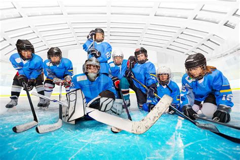 Portrait of children's hockey team at ice arena | Stock image | Colourbox